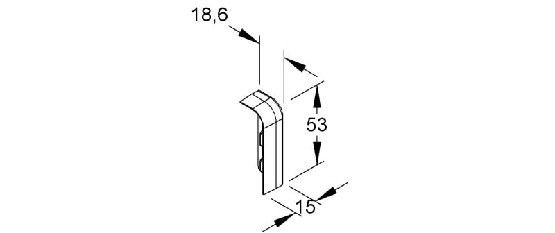 NIEDAX - Endstück rechts, 53x17 mm