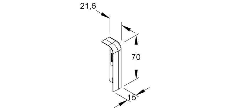NIEDAX - Endstück rechts, 70x21,6 mm