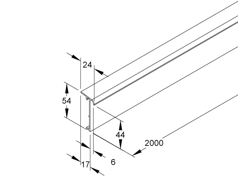 NIEDAX - Teppichleistenoberteil, 54x24x2000 mm