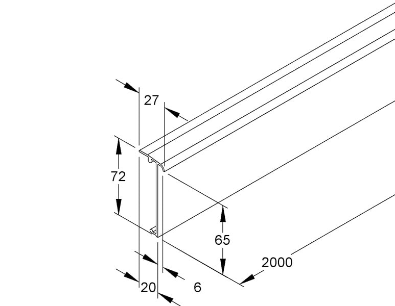 NIEDAX - Teppichleistenoberteil, 72x27x2000 mm