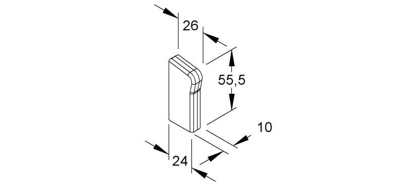 NIEDAX - Endstück links, 55,5x24 mm