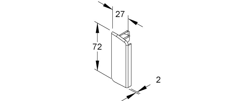NIEDAX - Endstück links, 72x27 mm