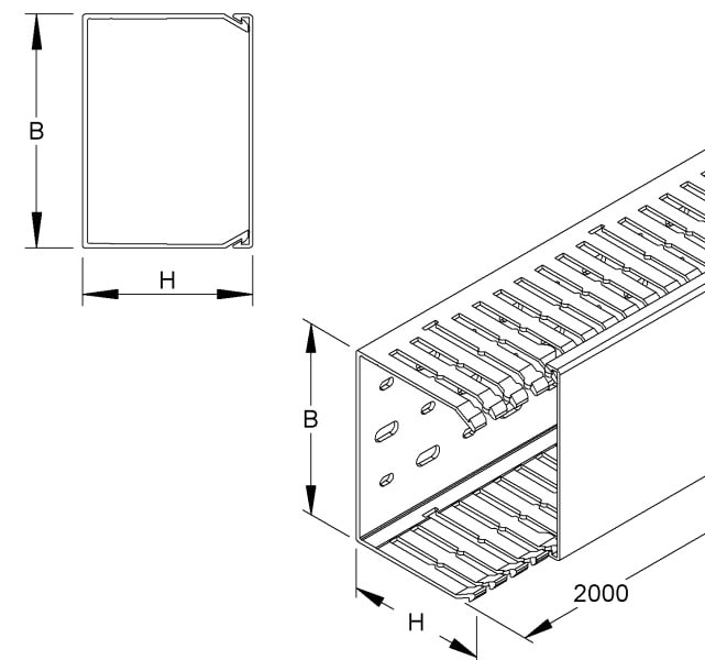 NIEDAX - Verdrahtungskanal nach DIN EN 50085-2-3, 37,5x37,5x2000 mm
