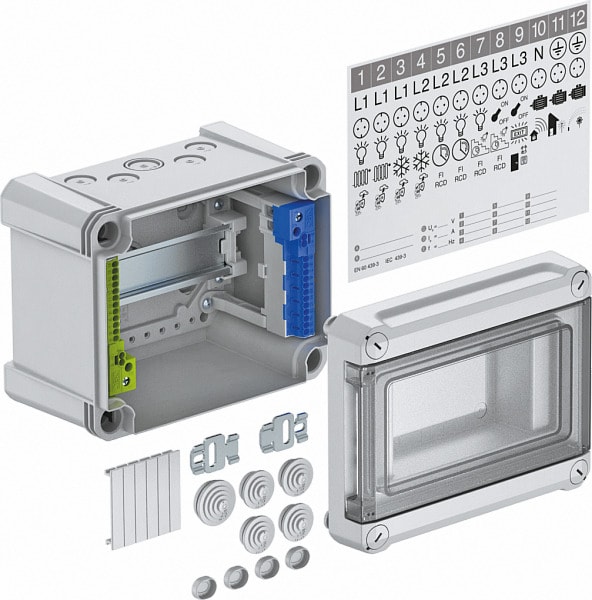 OBO BETTERMANN - Kleinverteiler für max. 5 Teilungseinheiten 190x150x125 Polycarbonat lichtgrau RAL 7035