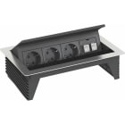 OBO BETTERMANN - Deskbox, klappbar zum Einbau in Tischplatten 260x167x68 Edelstahl, rostfrei A2 1.4301