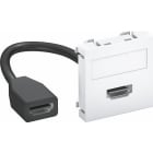 OBO BETTERMANN - Multimediaträger HDMI mit Kabel, Buchse-Buchse 45x45mm Polycarbonat reinweiß RAL 9010