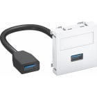 OBO BETTERMANN - Multimediaträger USB 3.0 A-A mit Kabel, Buchse-Buchse 45x45mm Polycarbonat reinweiß RAL 9010