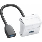 OBO BETTERMANN - Multimediaträger USB 3.0 A-A mit Kabel, Buchse-Buchse 45x45mm Polycarbonat reinweiß RAL 9010