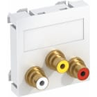 OBO BETTERMANN - Multimediaträger Audio / Video 3x Kupplung, Buchse-Buchse 45x45mm Polycarbonat reinweiß RAL 9010