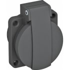 OBO BETTERMANN - Anbausteckdose 0°, 1fach Schutzkontakt, mit Klappdeckel 50x61mm schwarz
