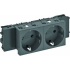 OBO BETTERMANN - Steckdose 0°, 2-fach Schutzkontakt, Connect 45 250V, 10/16A Polycarbonat schwarzgrau RAL 7021