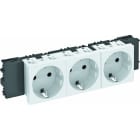 OBO BETTERMANN - Steckdose 0°, 3-fach Schutzkontakt, Connect 45 250V, 10/16A Polycarbonat reinweiß RAL 9010