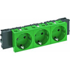 OBO BETTERMANN - Steckdose 0°, 3-fach Schutzkontakt, Connect 45 250V, 10/16A Polycarbonat minzgrün RAL 6029