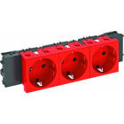 OBO BETTERMANN - Steckdose 0°, 3-fach Schutzkontakt, Connect 45 250V, 10/16A Polycarbonat signalrot RAL 3001