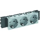 OBO BETTERMANN - Steckdose 0°, 3-fach Schutzkontakt, Connect 45 250V, 10/16A Polycarbonat alu lackiert