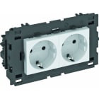 OBO BETTERMANN - Steckdose 0°, 2-fach Schutzkontakt, Connect 80 250V, 10/16A Polycarbonat reinweiß RAL 9010