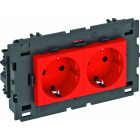 OBO BETTERMANN - Steckdose 0°, 2-fach Schutzkontakt, Connect 80 250V, 10/16A Polycarbonat signalrot RAL 3001