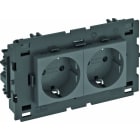 OBO BETTERMANN - Steckdose 0°, 2-fach Schutzkontakt, Connect 80 250V, 10/16A Polycarbonat schwarzgrau RAL 7021