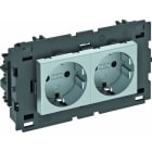 OBO BETTERMANN - Steckdose 0°, 2-fach Schutzkontakt, Connect 80 250V, 10/16A Polycarbonat alu lackiert