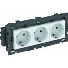 OBO BETTERMANN - Steckdose 0°, 3-fach Schutzkontakt, Connect 80 250V, 10/16A Polycarbonat reinweiß RAL 9010