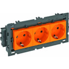 OBO BETTERMANN - Steckdose 0°, 3-fach Schutzkontakt, Connect 80 250V, 10/16A Polycarbonat reinorange RAL 2004