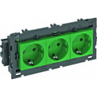 OBO BETTERMANN - Steckdose 0°, 3-fach Schutzkontakt, Connect 80 250V, 10/16A Polycarbonat minzgrün RAL 6029