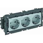 OBO BETTERMANN - Steckdose 0°, 3-fach Schutzkontakt, Connect 80 250V, 10/16A Polycarbonat alu lackiert