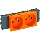 OBO BETTERMANN - Steckdose 0°, 2-fach mit Erdungsstift, Connect 45 250V, 10/16A Polycarbonat reinorange RAL 2004
