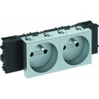 OBO BETTERMANN - Steckdose 0°, 2-fach mit Erdungsstift, Connect 45 250V, 10/16A Polycarbonat alu lackiert