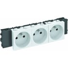OBO BETTERMANN - Steckdose 0°, 3-fach mit Erdungsstift, Connect 45 250V, 10/16A Polycarbonat reinweiß RAL 9010
