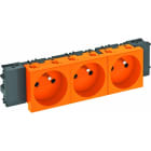 OBO BETTERMANN - Steckdose 0°, 3-fach mit Erdungsstift, Connect 45 250V, 10/16A Polycarbonat reinorange RAL 2004