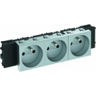OBO BETTERMANN - Steckdose 0°, 3-fach mit Erdungsstift, Connect 45 250V, 10/16A Polycarbonat alu lackiert