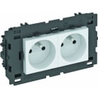 OBO BETTERMANN - Steckdose 0°, 2-fach mit Erdungsstift, Connect 80 250V, 10/16A Polycarbonat reinweiß RAL 9010