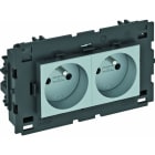 OBO BETTERMANN - Steckdose 0°, 2-fach mit Erdungsstift, Connect 80 250V, 10/16A Polycarbonat alu lackiert