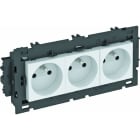 OBO BETTERMANN - Steckdose 0°, 3-fach mit Erdungsstift, Connect 80 250V, 10/16A Polycarbonat reinweiß RAL 9010