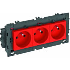 OBO BETTERMANN - Steckdose 0°, 3-fach mit Erdungsstift, Connect 80 250V, 10/16A Polycarbonat signalrot RAL 3001