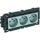 OBO BETTERMANN - Steckdose 0°, 3-fach mit Erdungsstift, Connect 80 250V, 10/16A Polycarbonat alu lackiert
