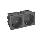 OBO BETTERMANN - Steckdose 33°, 2-fach Schutzkontakt, Connect 45 250V, 10/16A Polycarbonat schwarzgrau RAL 7021