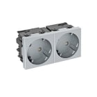 OBO BETTERMANN - Steckdose 33°, 2-fach Schutzkontakt, Connect 45 250V, 10/16A Polycarbonat alu lackiert