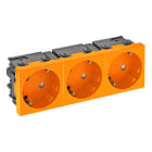 OBO BETTERMANN - Steckdose 33°, 3-fach Schutzkontakt, Connect 45 250V, 10/16A Polycarbonat reinorange RAL 2004