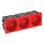 OBO BETTERMANN - Steckdose 33°, 3-fach Schutzkontakt, Connect 45 250V, 10/16A Polycarbonat signalrot RAL 3001