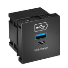 OBO BETTERMANN - USB Ladegerät mit 3.0 A Ladestrom 45x45x42 Polycarbonat schwarzgrau