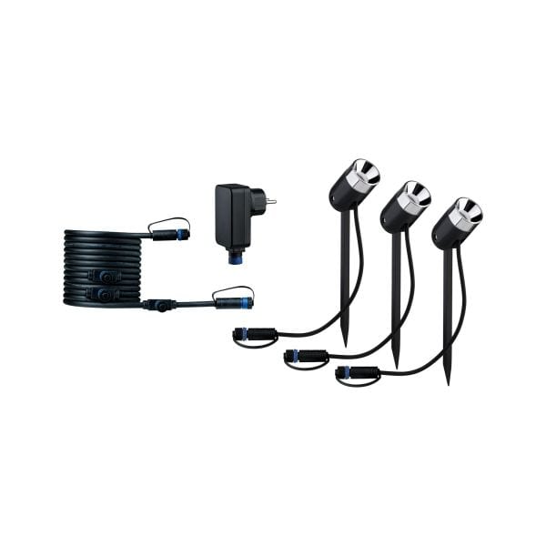 PAULMANN - Outdoor Plug & Shine Spot Pike 3000K 3x2,2W 24V 40° Anthrazit m.Anschluß