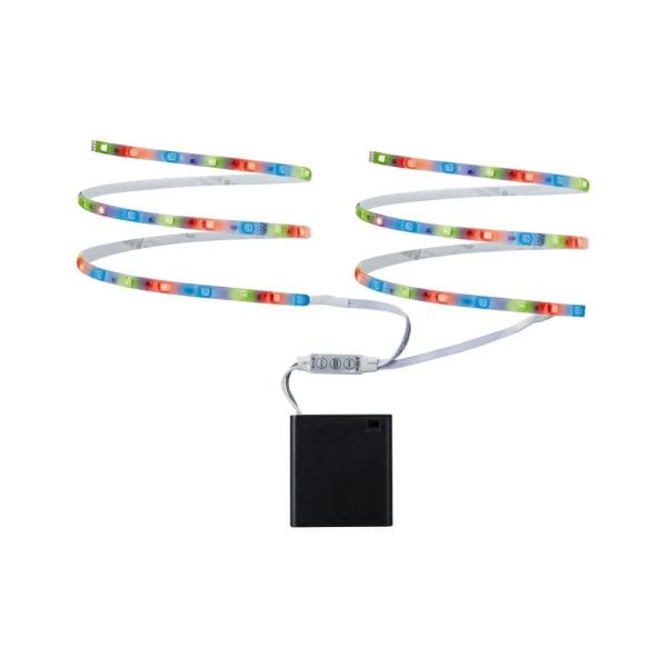 PAULMANN - Function Mobil Strip 2x80cm RGB 1,2W 9V 6LR61 Weiß Metall/Kunststoff
