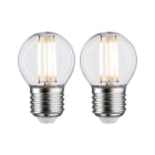 PAULMANN - LED Fil 2er Tropfen 470lm E27 2700K klar 5W 230V