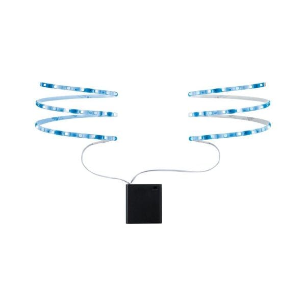 PAULMANN - Function Mobil Strip 2x80cm Blau 0,6W 9V 4xAA Weiß Metall/Kunststoff