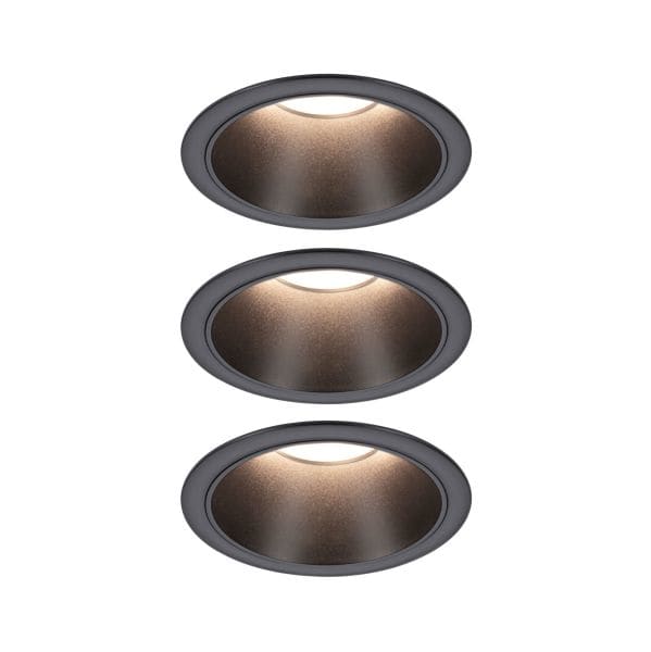 PAULMANN - EBL Set Cole Coin 3StepDim rd starr LED 3x6W 2700K 230V schwarz/schwarz matt