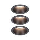 PAULMANN - EBL Set Cole Coin 3StepDim rd starr LED 3x6W 2700K 230V schwarz/schwarz matt
