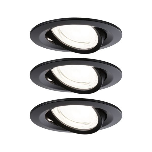 PAULMANN - EBL Set Nova Coin EEK A schw LED 3x2,8W 230V 51mm Schwarz matt