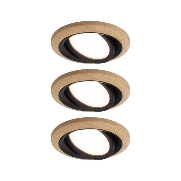 PAULMANN - EBL Set Lanati Coin 3x6W schw Holz sz